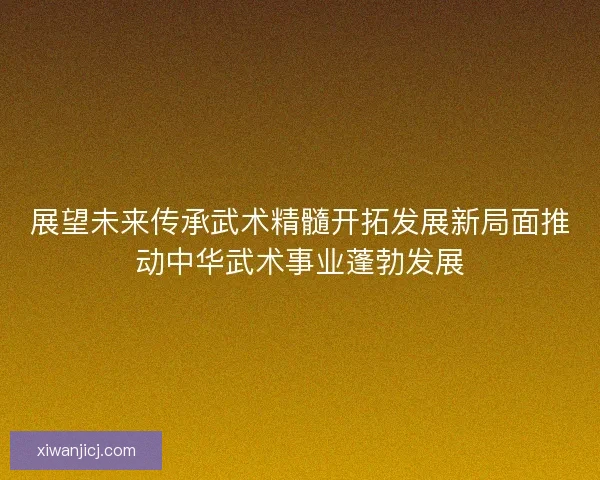 展望未来传承武术精髓开拓发展新局面推动中华武术事业蓬勃发展 展望未来传承武术精髓开拓发展新局面推动中华武术事业蓬勃发展