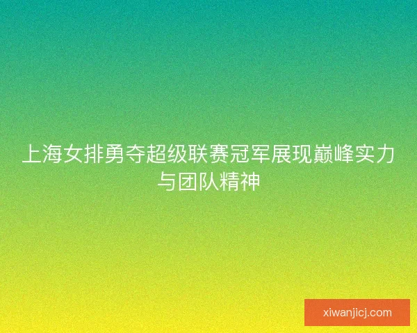 上海女排勇夺超级联赛冠军展现巅峰实力与团队精神 上海女排勇夺超级联赛冠军展现巅峰实力与团队精神