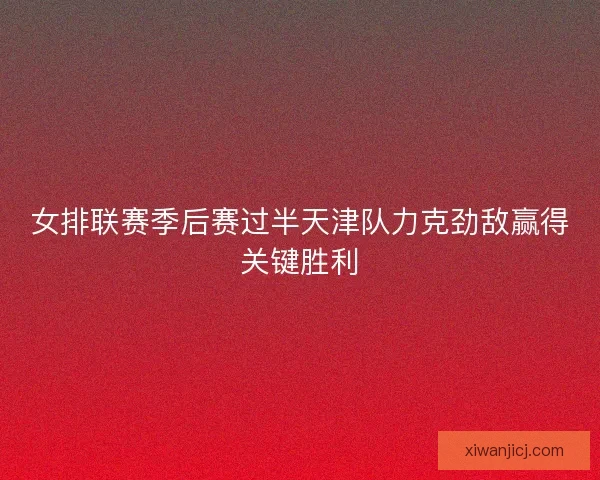 女排联赛季后赛过半天津队力克劲敌赢得关键胜利 女排联赛季后赛过半天津队力克劲敌赢得关键胜利